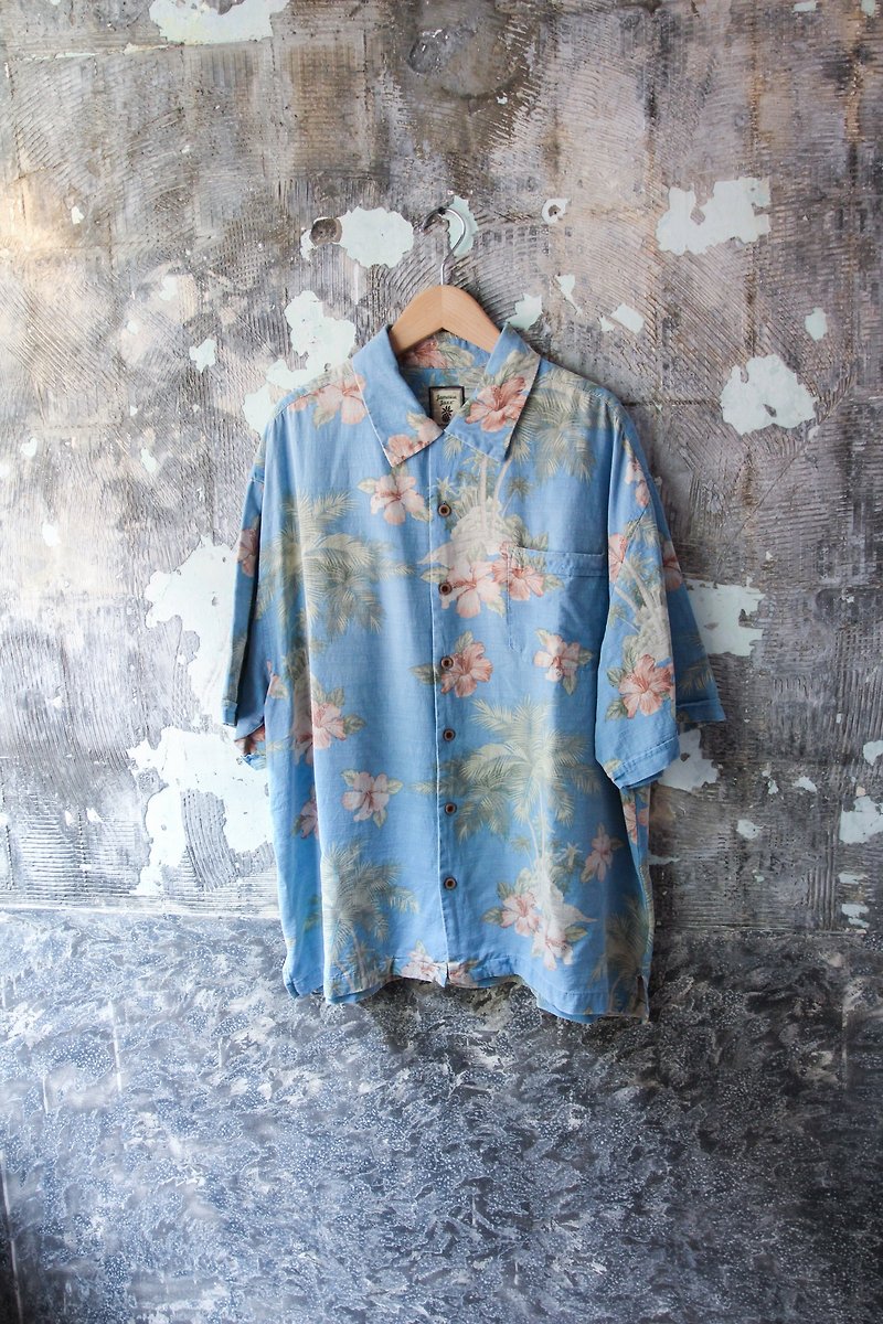 袅袅 department store -Vintage hibiscus flower cotton Hawaiian shirt retro - เสื้อเชิ้ตผู้หญิง - ผ้าฝ้าย/ผ้าลินิน 