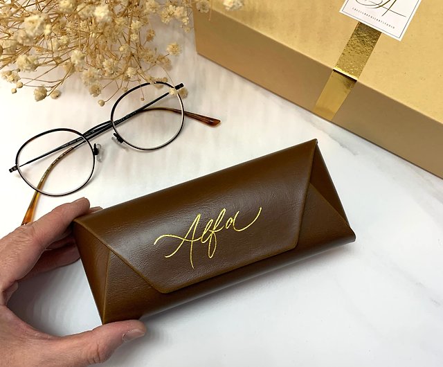 Personalized leather eyeglasses case, exquisite gift monogram handmade in  France | Custom eyewear case | Firm sunglasses case (Brown)