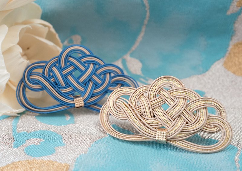 Elegant cloud Awaji knot Mizuhiki hairpin │ Silk water │ - เครื่องประดับผม - ผ้าไหม หลากหลายสี