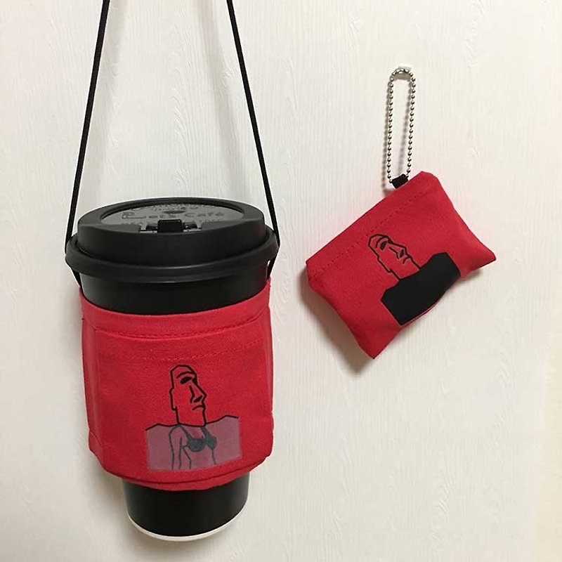 YCCT Beverage  Carrier - Red ( Woman) # Environmentally friendly # Easy carrying # Moai - Beverage Holders & Bags - Cotton & Hemp Red