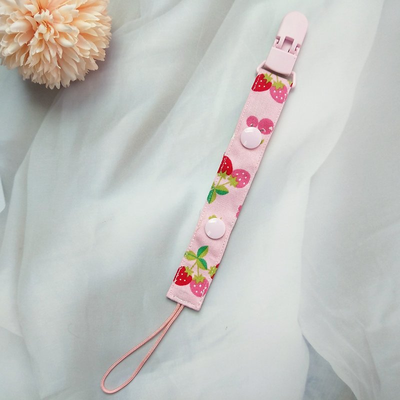 Strawberry sweetheart. 2-length manual pacifier chain (for vanilla pacifiers for general pacifiers) - ขวดนม/จุกนม - ผ้าฝ้าย/ผ้าลินิน สึชมพู