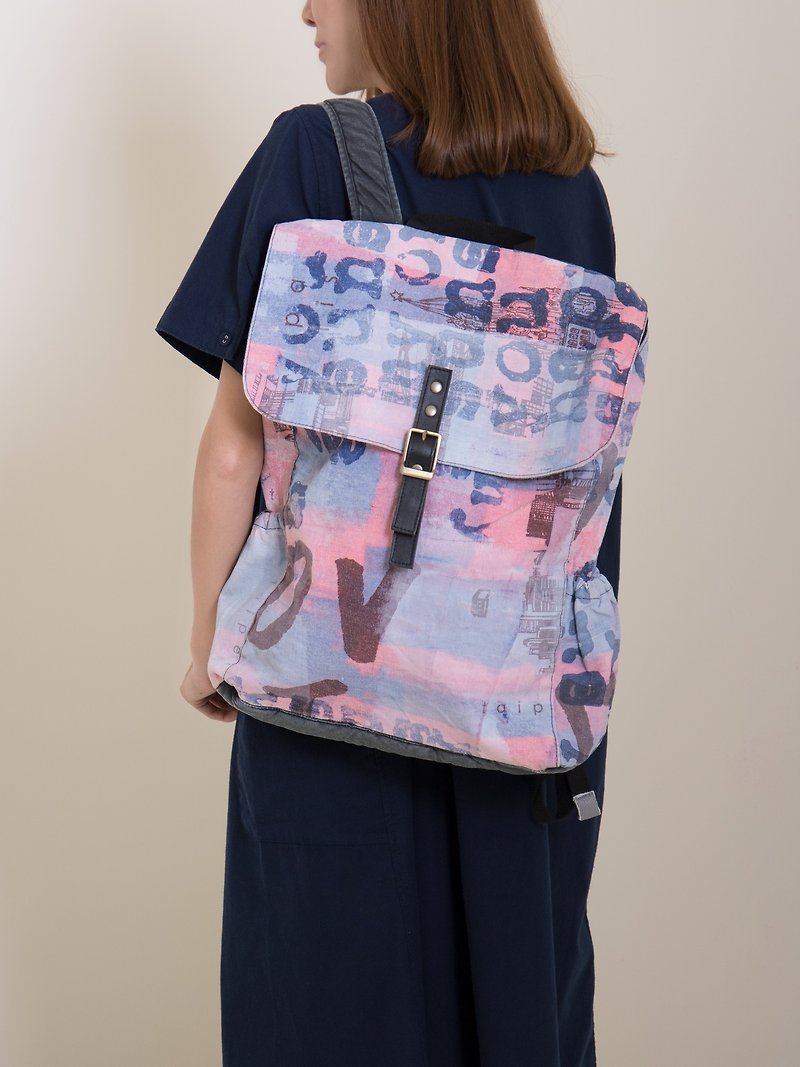 Zipper Backpack Pink Purple - Backpacks - Cotton & Hemp Purple