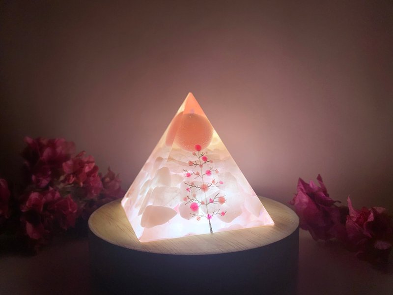 Blossom Tree of Life Pink Crystal Night Light Pyramid Bedside Lamp Pink Table Lamp - Lighting - Crystal Pink