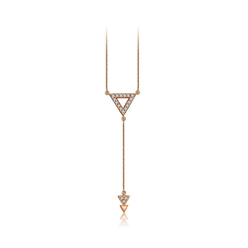 Hollow Triangle Dangling Diamond Necklace