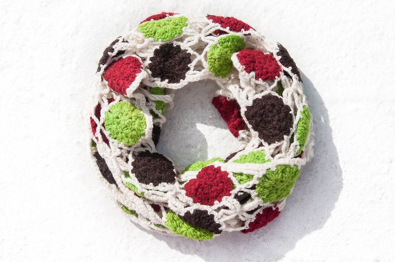 手編みウールスカーフ/花かぎ針編みシルクスカーフ/花織りステッチウールスカーフ-楽しい森 - マフラー・ストール - ウール 多色
