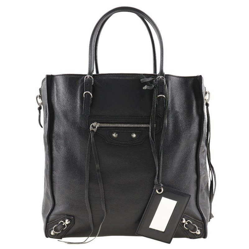【日本直送】バレンシアガ BALENCIAGA ペーパーバッグ トートバッグ 255412 カーフ 黒 レディース【中古】 - 手提包/手提袋 - 真皮 黑色