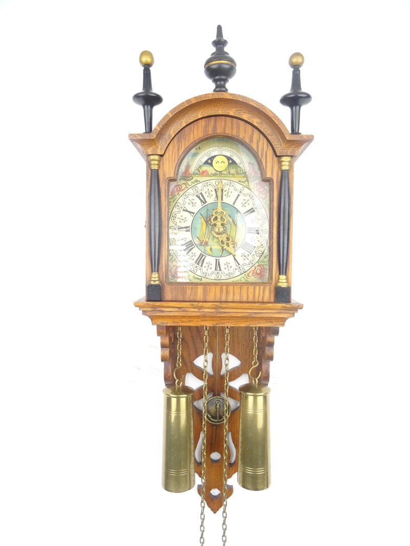 Antique Vintage Friesian Dutch Wall Clock 8 day (Warmink Wuba era) - 時鐘/鬧鐘 - 木頭 咖啡色