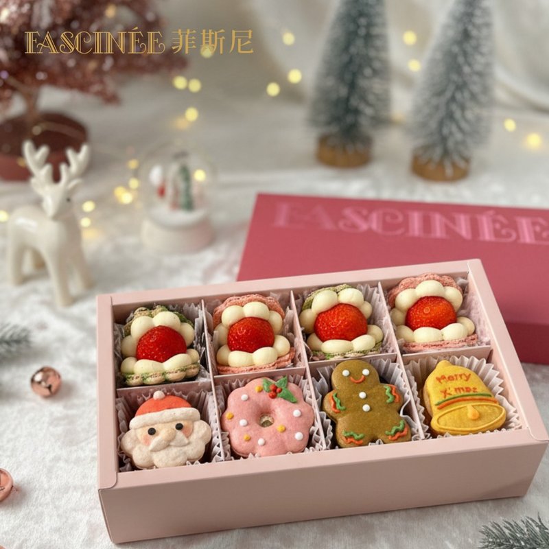 【預購】聖誕草莓馬卡龍禮盒8入 - 蛋糕/甜點 - 新鮮食材 