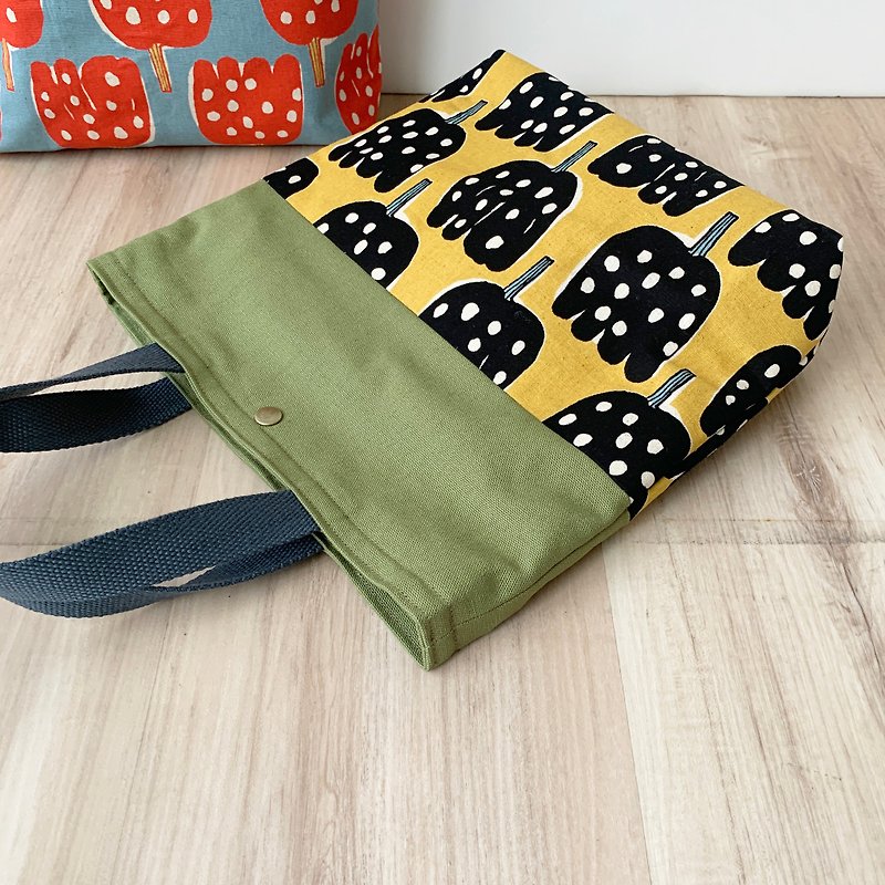 【River】Portable walking bag/Japanese fabric/pumpkin/yellow - Handbags & Totes - Cotton & Hemp Yellow