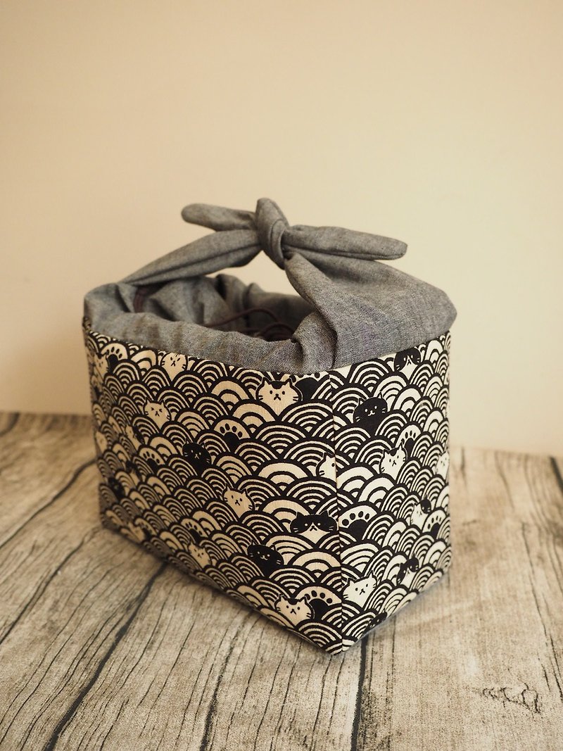 Handmade lunch box bag Japanese printing cat