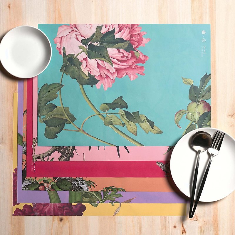 Placemat, Immortal Blossoms in an Everlasting Spring, 18 pcs (6 Pieces each 3) - ผ้ารองโต๊ะ/ของตกแต่ง - กระดาษ 