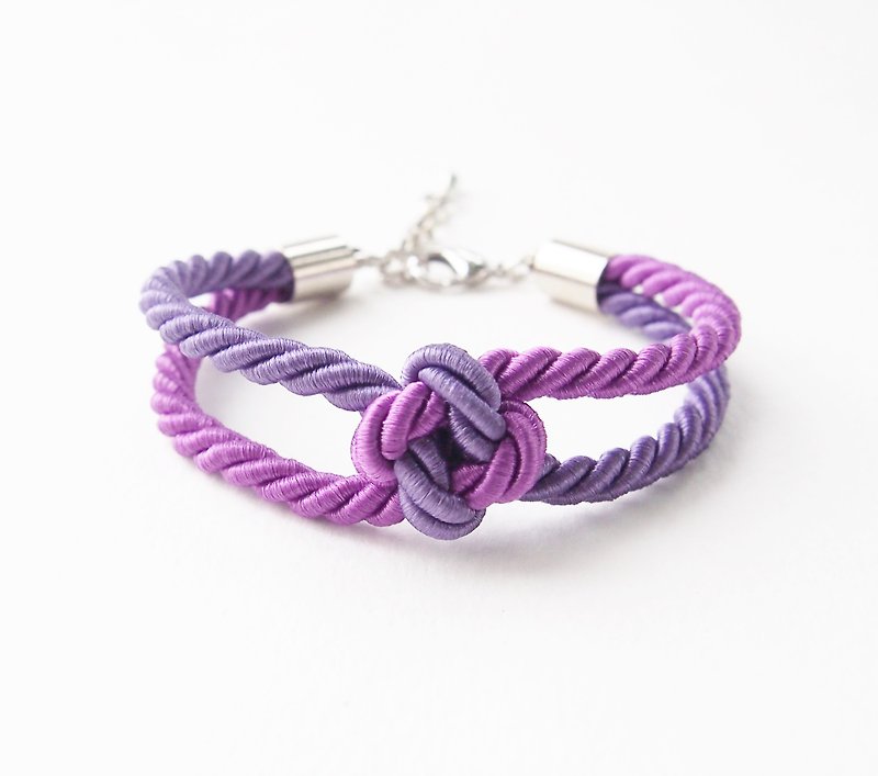 Purple two tone squre knot rope bracelet - Bracelets - Other Materials Purple