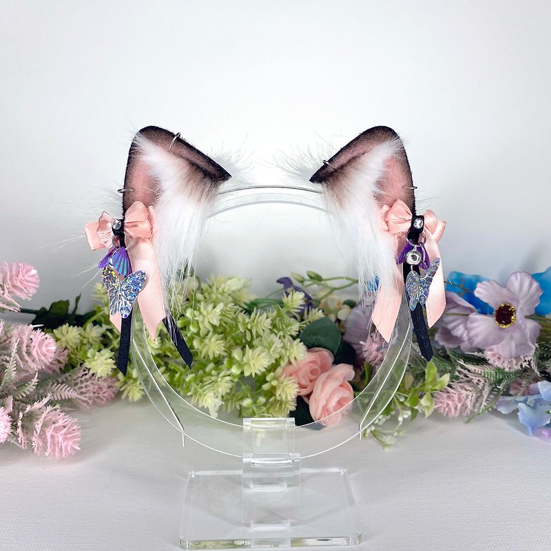 ミニピンクの猫の耳のヘッドバンド - ヘアバンド - サステナブル素材 ピンク