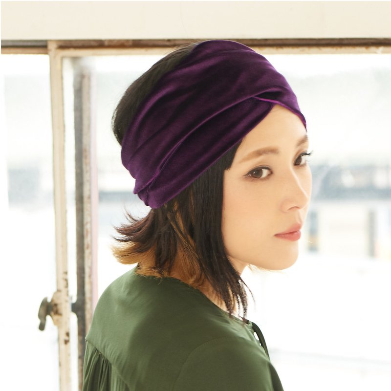 Velvet Infinity Headband, Wide Headband, Fashion Headwrap for Women - เครื่องประดับผม - ผ้าฝ้าย/ผ้าลินิน สีม่วง