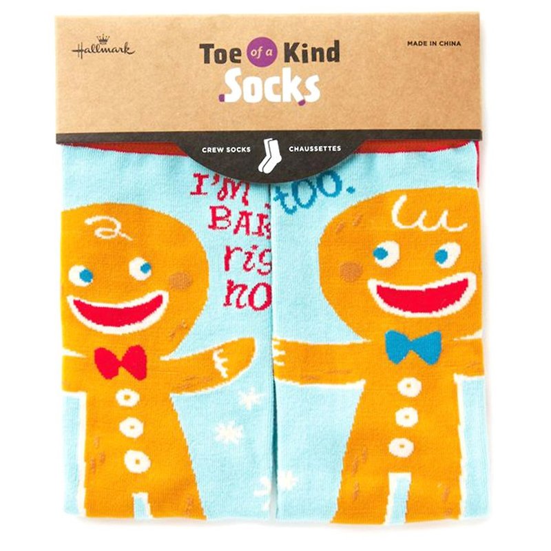 Christmas socks - baked gingerbread man [Hallmark - Gifts Christmas Series] - Socks - Cotton & Hemp White