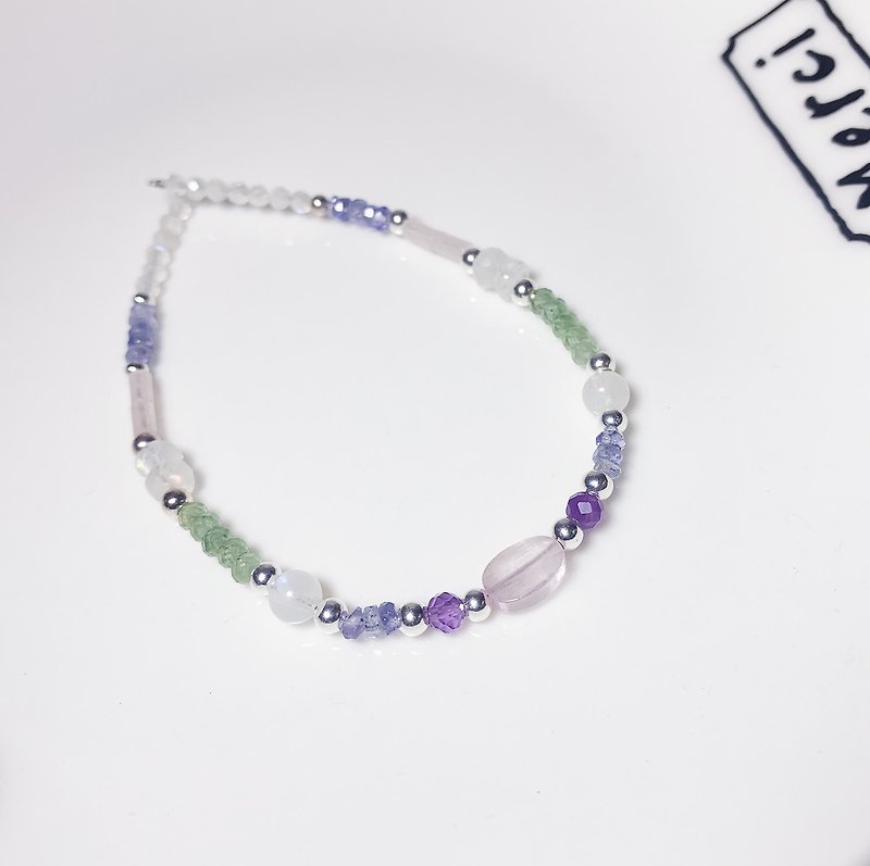 MH sterling silver natural stone custom series _ snow _ xebene - Bracelets - Semi-Precious Stones Purple