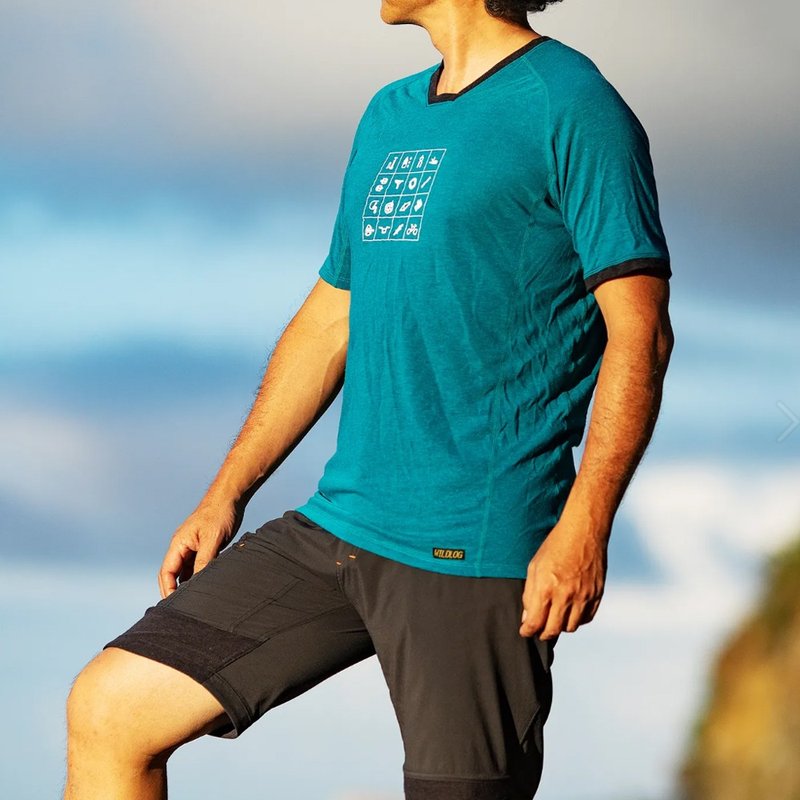 Flywheel Boy-Graphene Wool Short Sleeve Top-Turkey Blue/Green Black/Wheat Yellow-Mountain Outdoor - Men's T-Shirts & Tops - Other Man-Made Fibers Blue