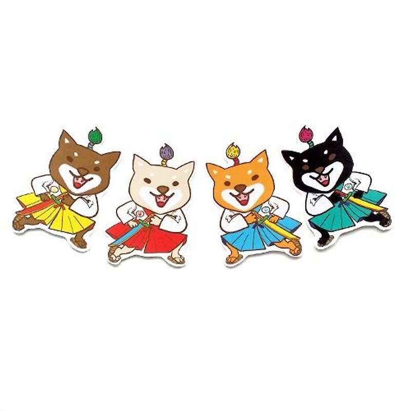 1212 design fun funny stickers waterproof stickers everywhere - Warriors Shiba combination - Stickers - Waterproof Material Multicolor