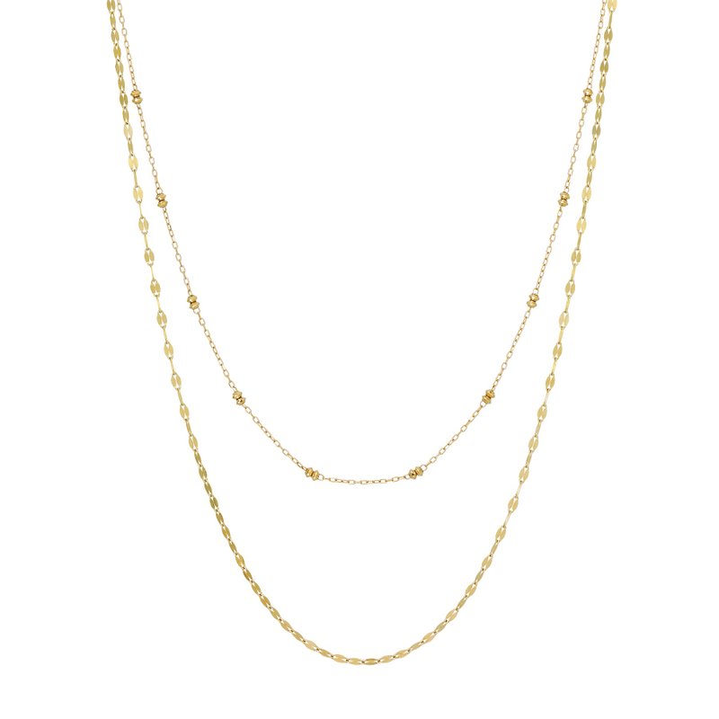 10K 黃金雙閃亮長項鍊 - 項鍊 - 貴金屬 