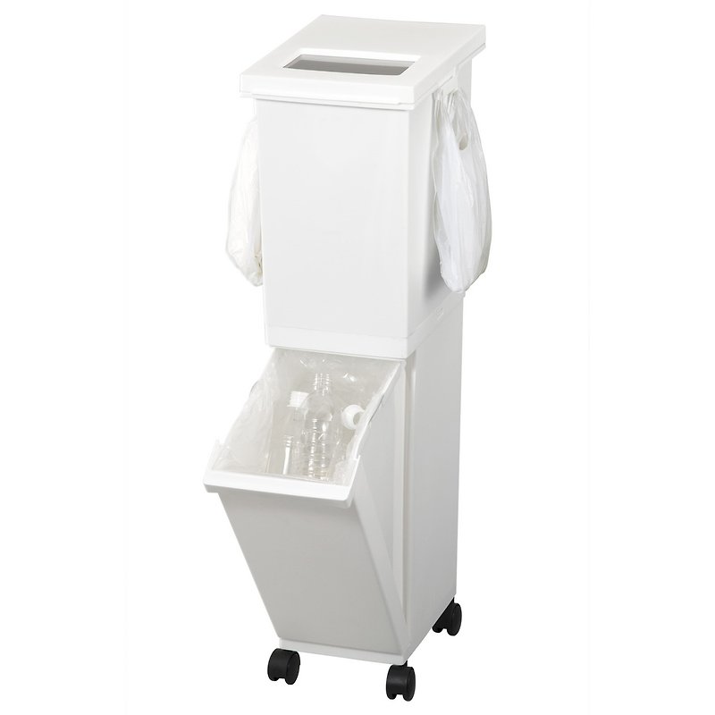 Japan TONBO UNEED series double-layer dual-use classification wheeled trash can 36L - ถังขยะ - พลาสติก 