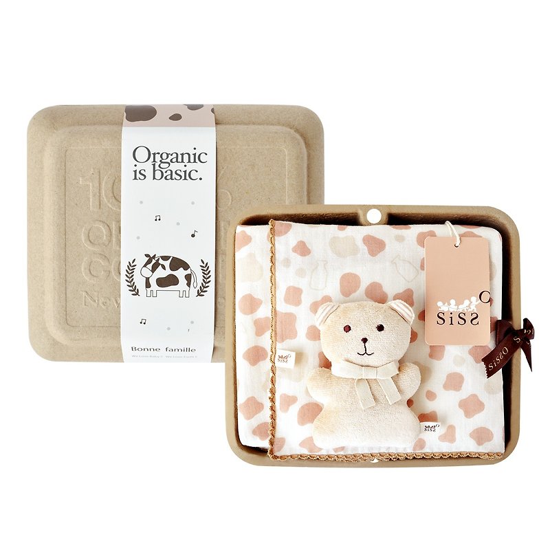 【SISSO有機棉】巧克力牛奶紗布萬用巾禮盒 F - 滿月禮物 - 棉．麻 白色
