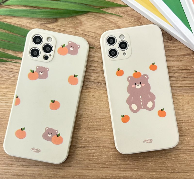 Tangerine lover bear iPhone mobile phone couple silicone case - เคส/ซองมือถือ - ซิลิคอน สีนำ้ตาล