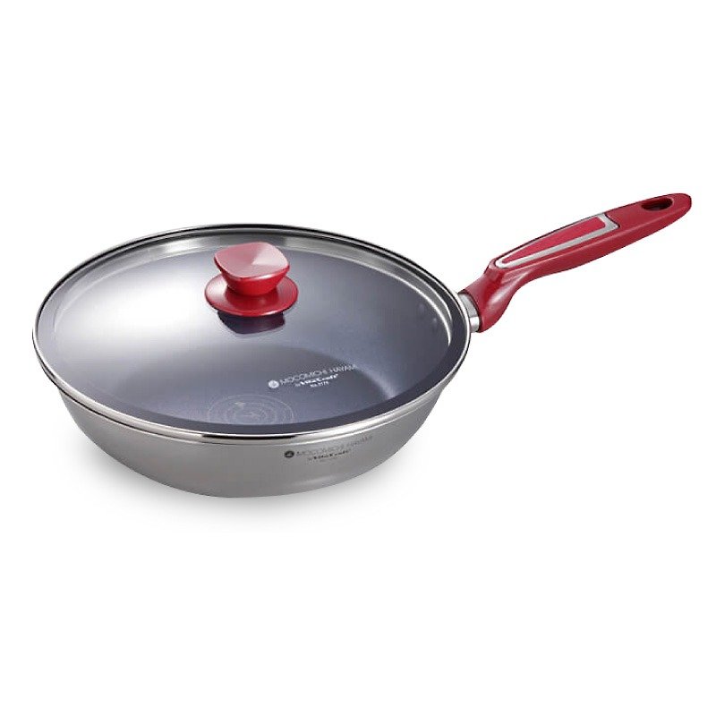 Japanese-style chef speed honey Tiger Road Recommended [US VitaCraft only he pot] moco multi-layer steel non-stick flat pot 26cm (with glass cover) - Pots & Pans - Stainless Steel Red