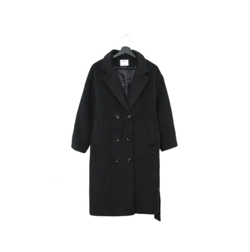 Back to Green - Autumn/Winter Coat Deep Black Loose Fit A-03/vintage - เสื้อโค้ทผู้ชาย - ขนแกะ 