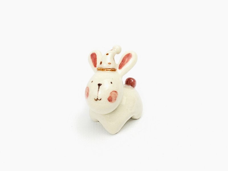 睡覺帽小兔仔 - 公仔模型 - 瓷 白色