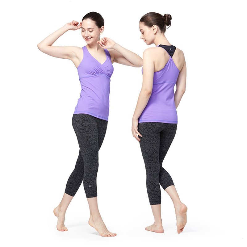 【NAMASTE】May 扭轉上衣 - 鳶紫 - 瑜珈服/瑜珈褲 - 尼龍 紫色