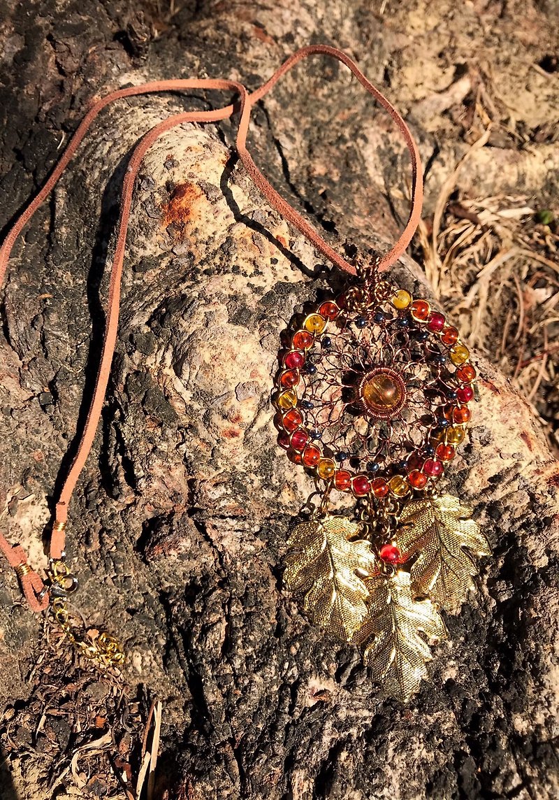Dreamcatcher││Metal braided metal wire braided dream catcher necklace customization - Necklaces - Copper & Brass Multicolor