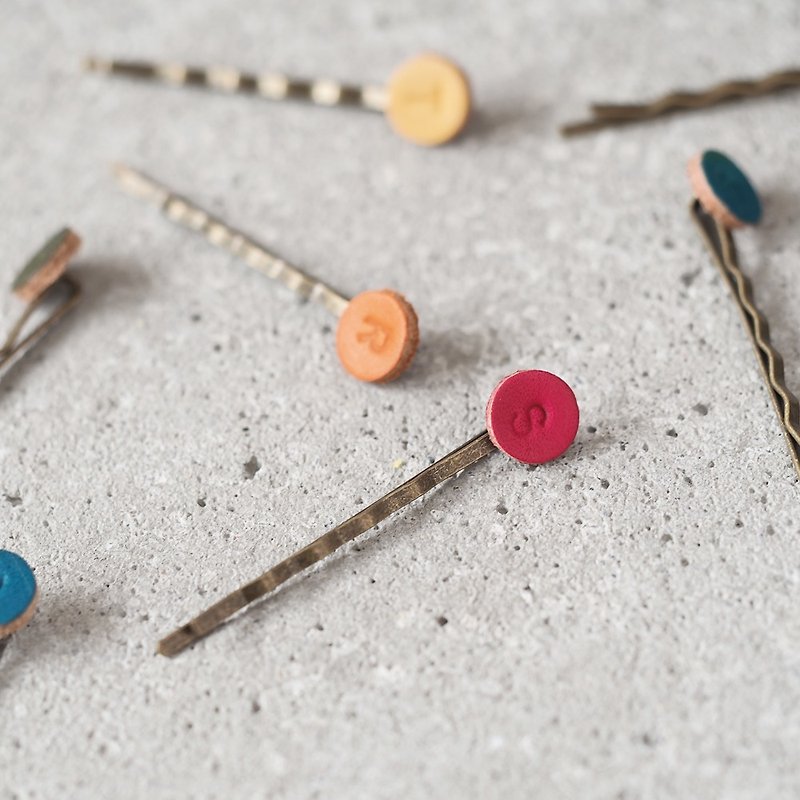 2 co-set) leather initials hairpin - Hair Accessories - Genuine Leather Multicolor