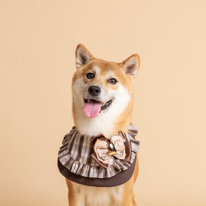 【ZAZAZOO】摩卡泰迪洋裝領巾 - 寵物衣服 - 棉．麻 咖啡色