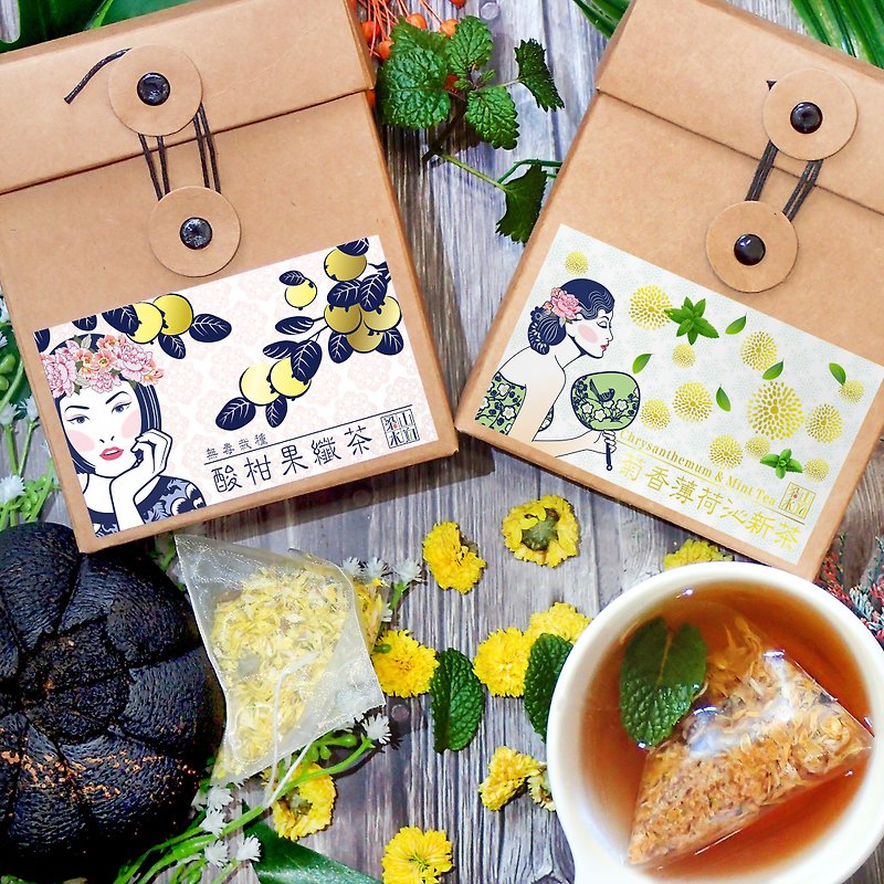 【雙茶花防護禮盒】酸柑茶+薄荷杭菊雙享受 | 幫助消化 - 茶葉/茶包 - 新鮮食材 綠色