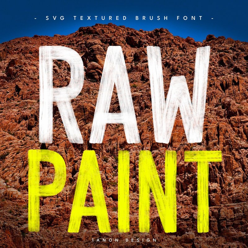 Raw Paint SVG Textured Brush font. Realistic brush textured font - 字體設計 - 其他材質 