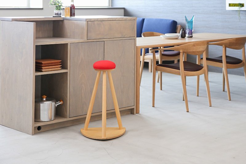 Asahikawa Furniture cosine Red hat kitchen stool - Chairs & Sofas - Wood Red
