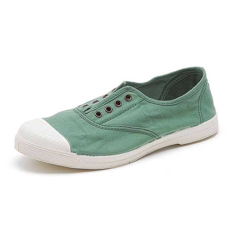 Spanish handmade canvas shoes / 102 four-hole classic / female models / pink green - Men's Casual Shoes - Cotton & Hemp Green