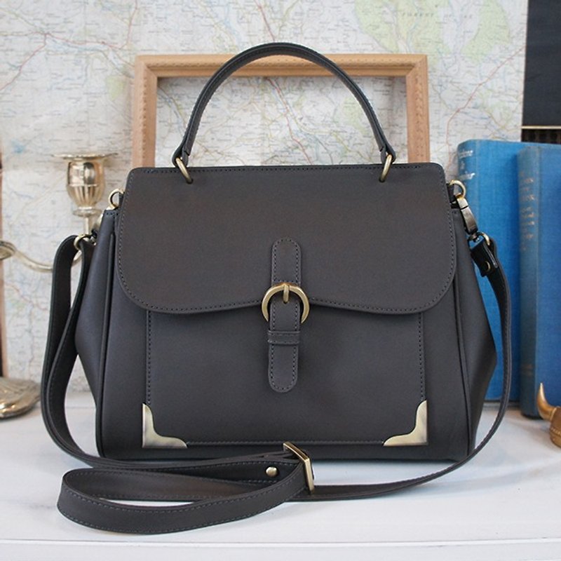 GT Elegance full leather bag - dark gray - Messenger Bags & Sling Bags - Genuine Leather Gray