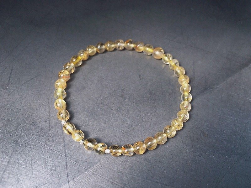 (Ofelia.) Natural Stone Series Natural Titanium Crystal x Pure Silver Minimalist Bracelet (J79.Hanzee) Crystal. Natural Stone - Bracelets - Gemstone Yellow
