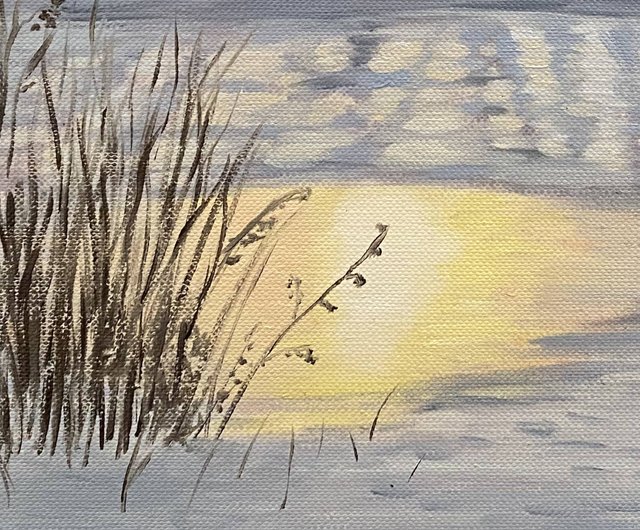 油絵 油彩 油彩画 絵 絵画【冬の夕陽】 油絵 油彩 油彩画 絵 絵画【冬の夕陽】 夕日』油絵 | Art -misu