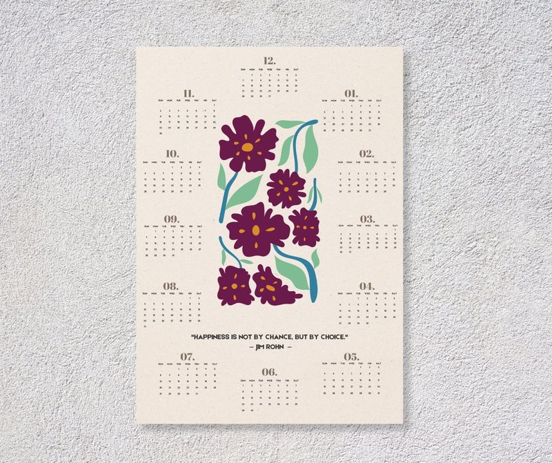 Happiness is Not by Chance, But by Choice Poster calendar 2025 - 電子似顏繪/繪畫/插畫 - 其他材質 
