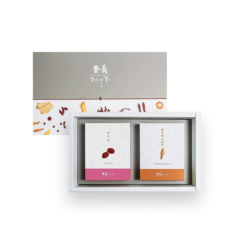 [Health Maintenance] Chinese Herbal Tea Gift Box - Healthy Tea + Pink Ginseng Vitality Tea - お茶 - 寄せ植え・花 グレー