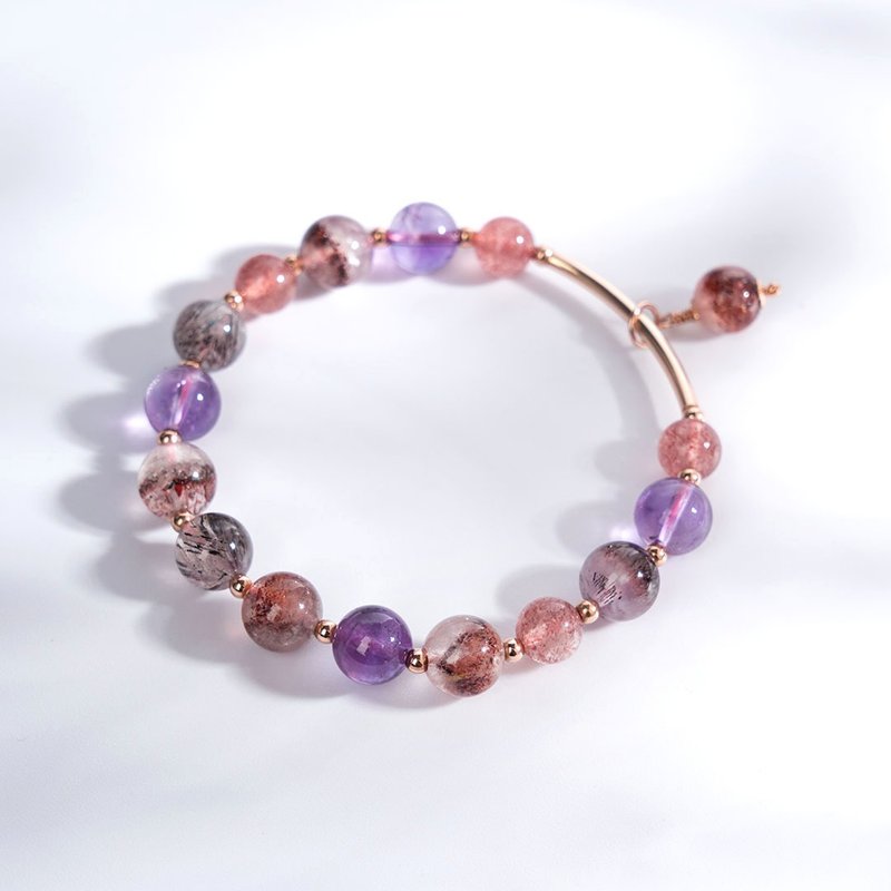超級七草莓晶玫瑰金 水晶手鍊 - 手鍊/手鐲 - 水晶 紫色