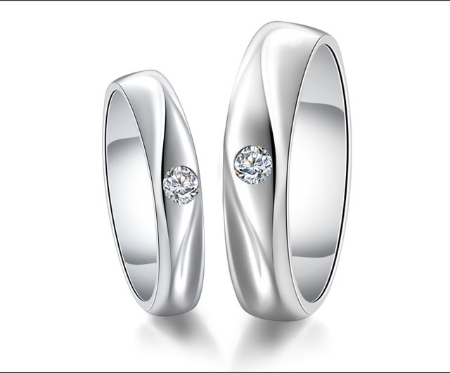 Cherie＆Cher Dearダイヤモンドホワイトスチールメスリング結婚