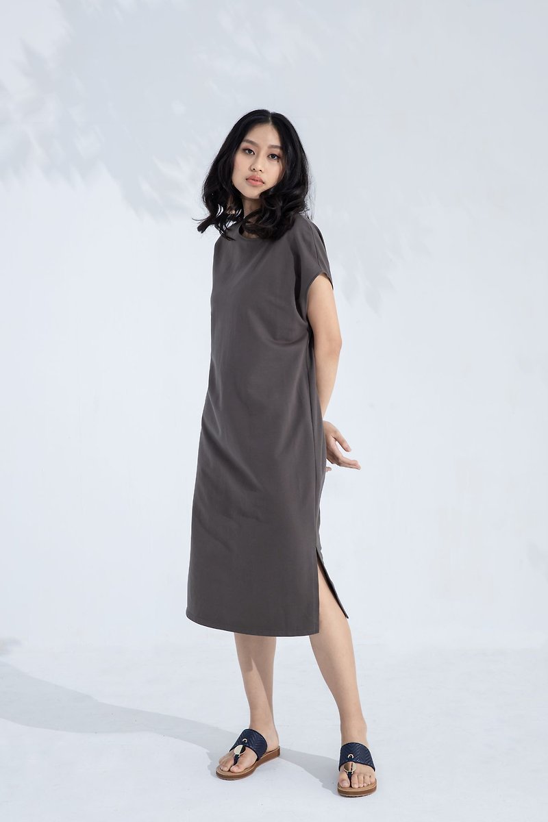 Simple long sports dress (gray) - One Piece Dresses - Cotton & Hemp Gray