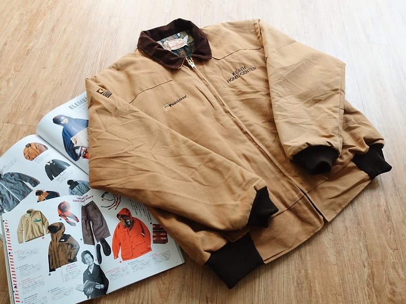 Vintage Jacket / PELLA no.27 tk - เสื้อโค้ทผู้ชาย - ผ้าฝ้าย/ผ้าลินิน สีกากี