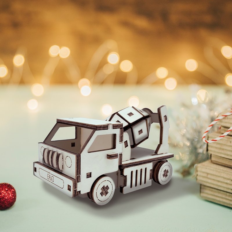 【DIY手作】木質工程車 水泥車 可著色 兒童 親子 模型 - 木工/竹藝/紙雕 - 木頭 卡其色