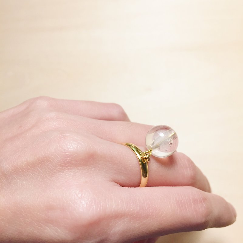 復古透明夾心戒指 - 戒指 - 銅/黃銅 金色