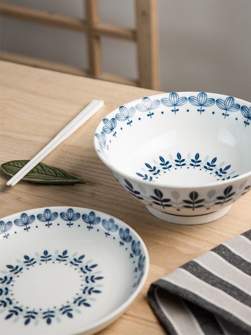 青い葉模様 食器セット 15枚 青い葉模様 食器セット 15枚 青い葉模様