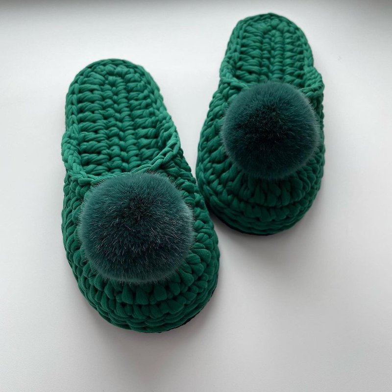 Slippers for home, Slippers, Women's slippers, Beautiful slippers - Slippers - Cotton & Hemp Green